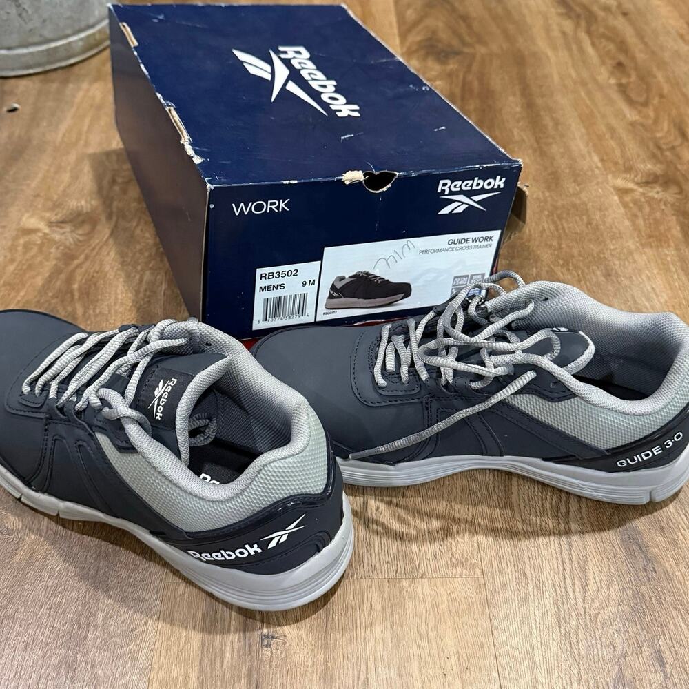 Reebok Guide 3.0 Work Sz 9 Steel Toe Black Gray Performance RB3502 Cross Trainer